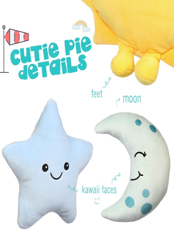 BenBen Sun Plush Toy 12 inch, Set of 3, 7 inch Stuffed Star and Moon, Cute Plushies Gift, Kids Bedroom Decorative Toy, Easter Basket Stuffers, Fun Plush Pillow for Home Décor - Image 3